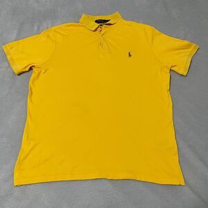 Polo Ralph Lauren Shirt Mens Medium Yellow Golf Preppy Color Pony Classic Fit